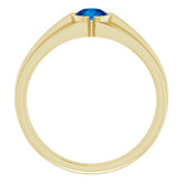 14K Yellow Lab-Grown Blue Sapphire Ring